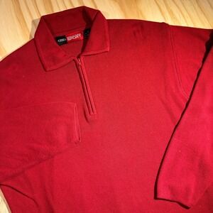 Structure Sport Men's Red 100% Cotton Quarter Zip Pullover Sweater Size M